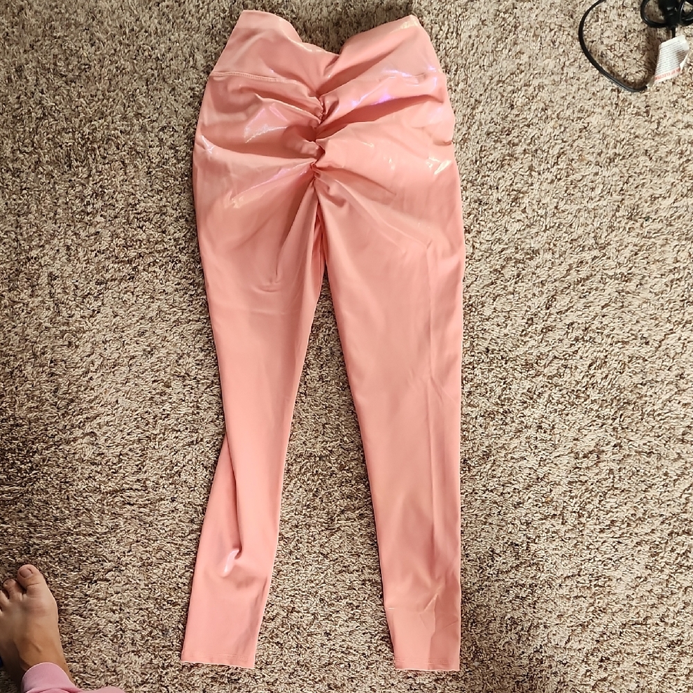 Source Unknown Shiny Pink Kids Leggings